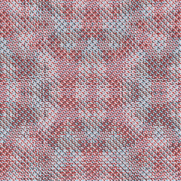 Pattern with black and white warp, red and pale blue weft